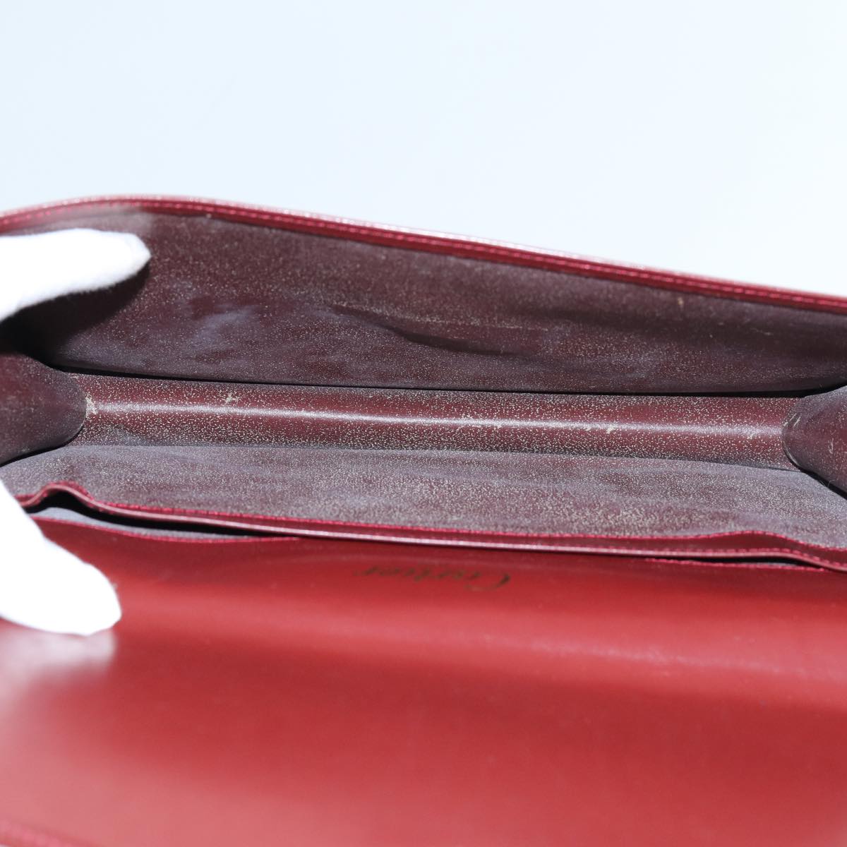 CARTIER Shoulder Bag Leather 5Set Red Auth bs13502