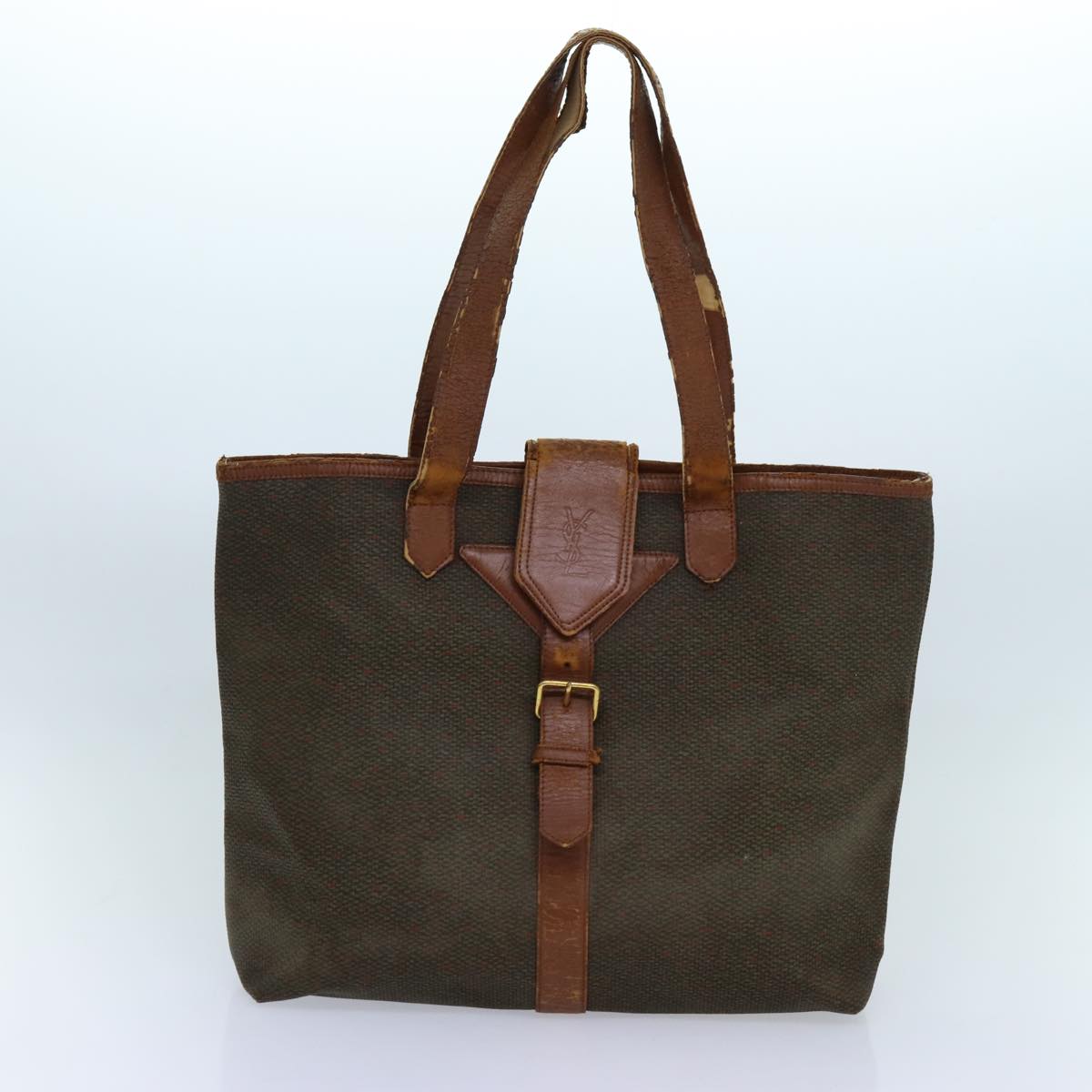 SAINT LAURENT Hand Bag Canvas 4Set Beige Black Brown Auth bs13503 - 0