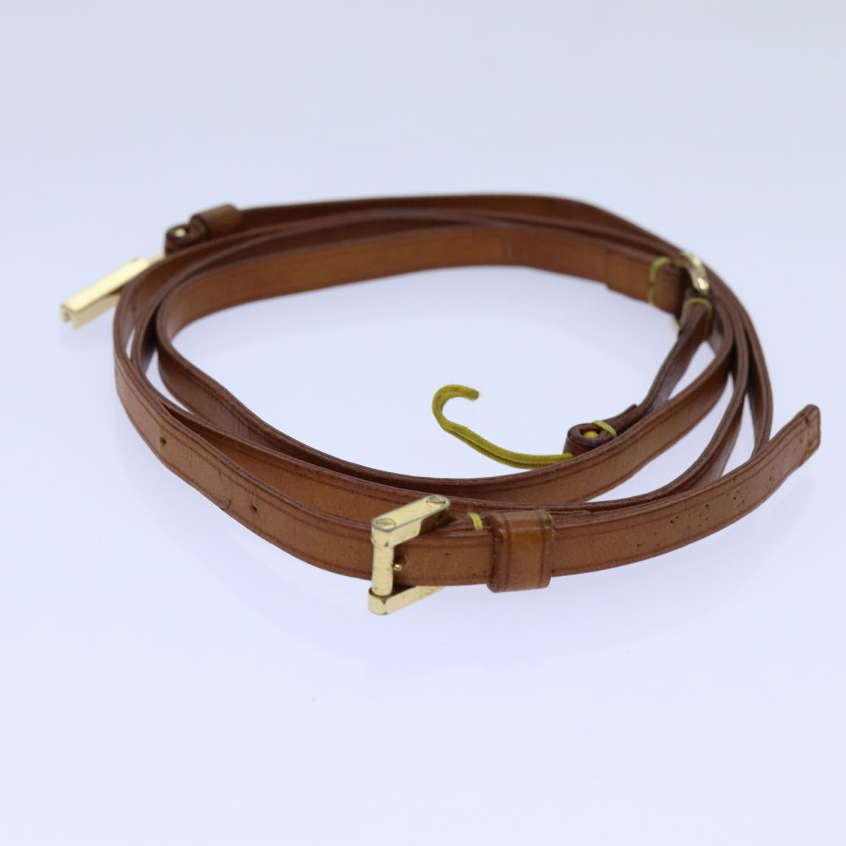 LOUIS VUITTON Belt Leather 95/38 Beige LV Auth bs13504