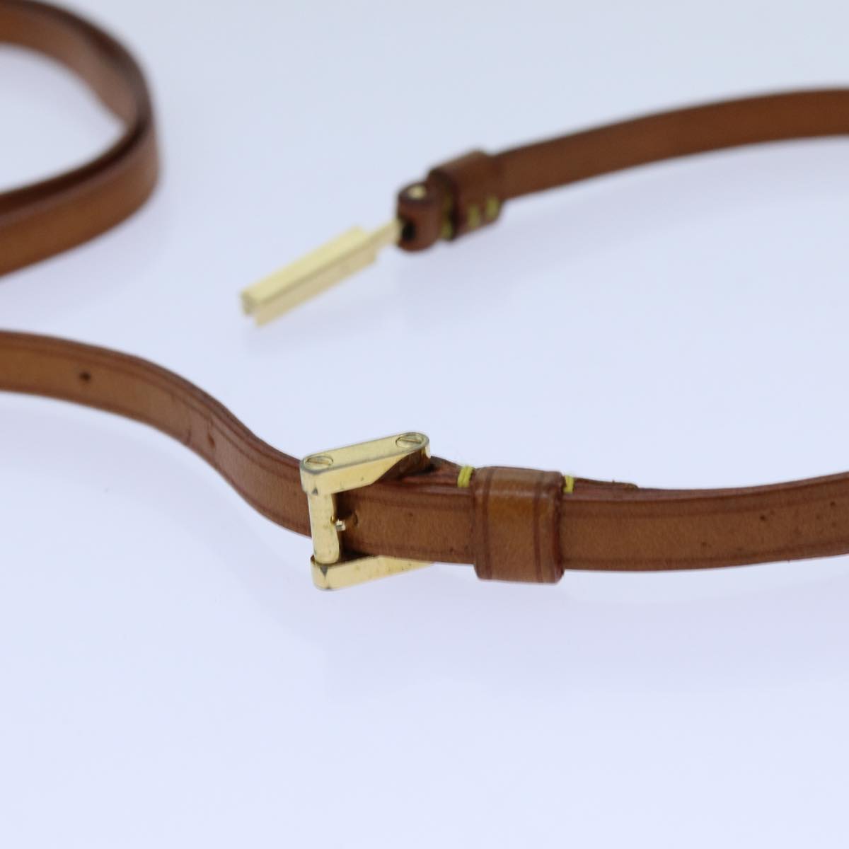 LOUIS VUITTON Belt Leather 95/38 Beige LV Auth bs13504