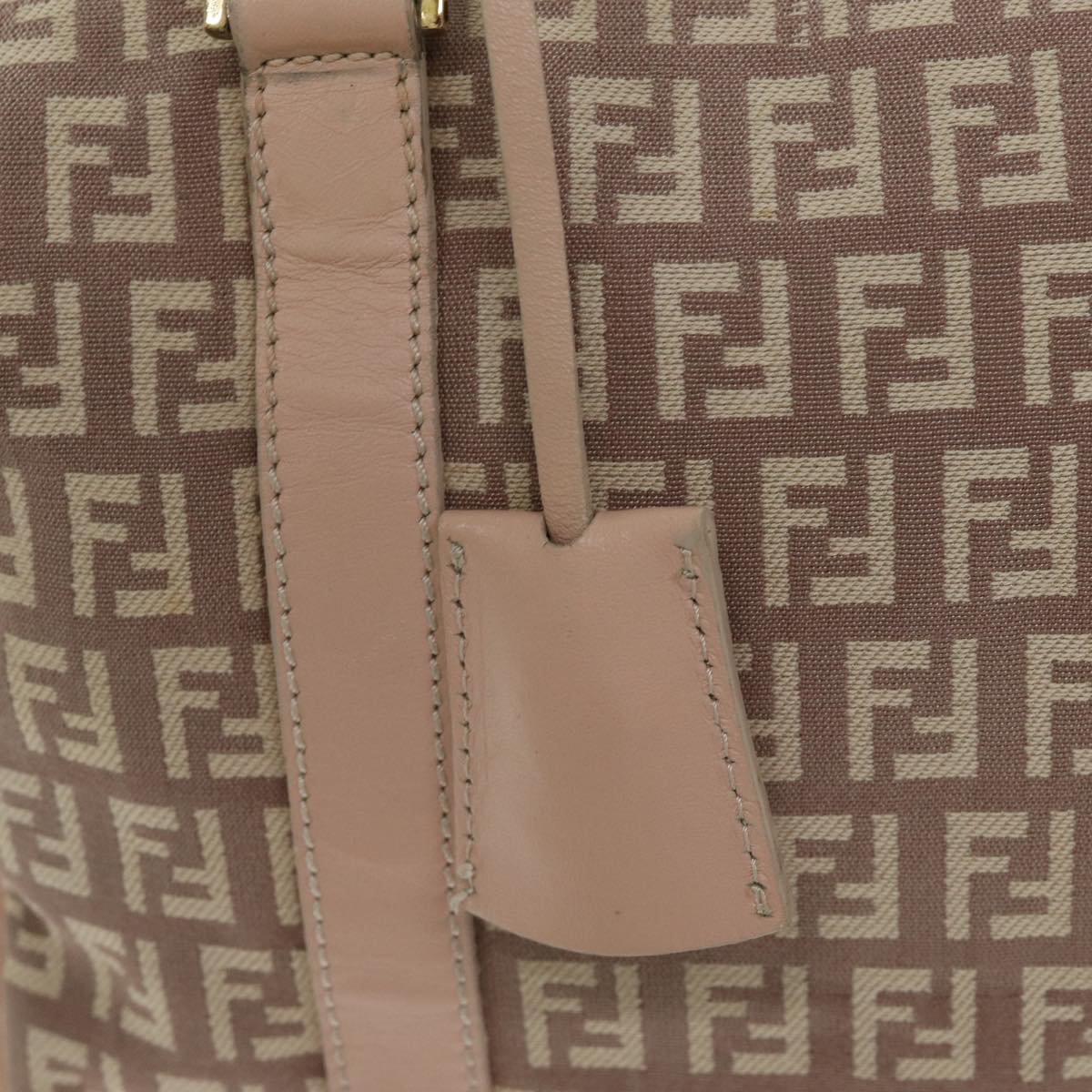 FENDI Zucchino Canvas Mini Boston Bag Pink Auth bs13506