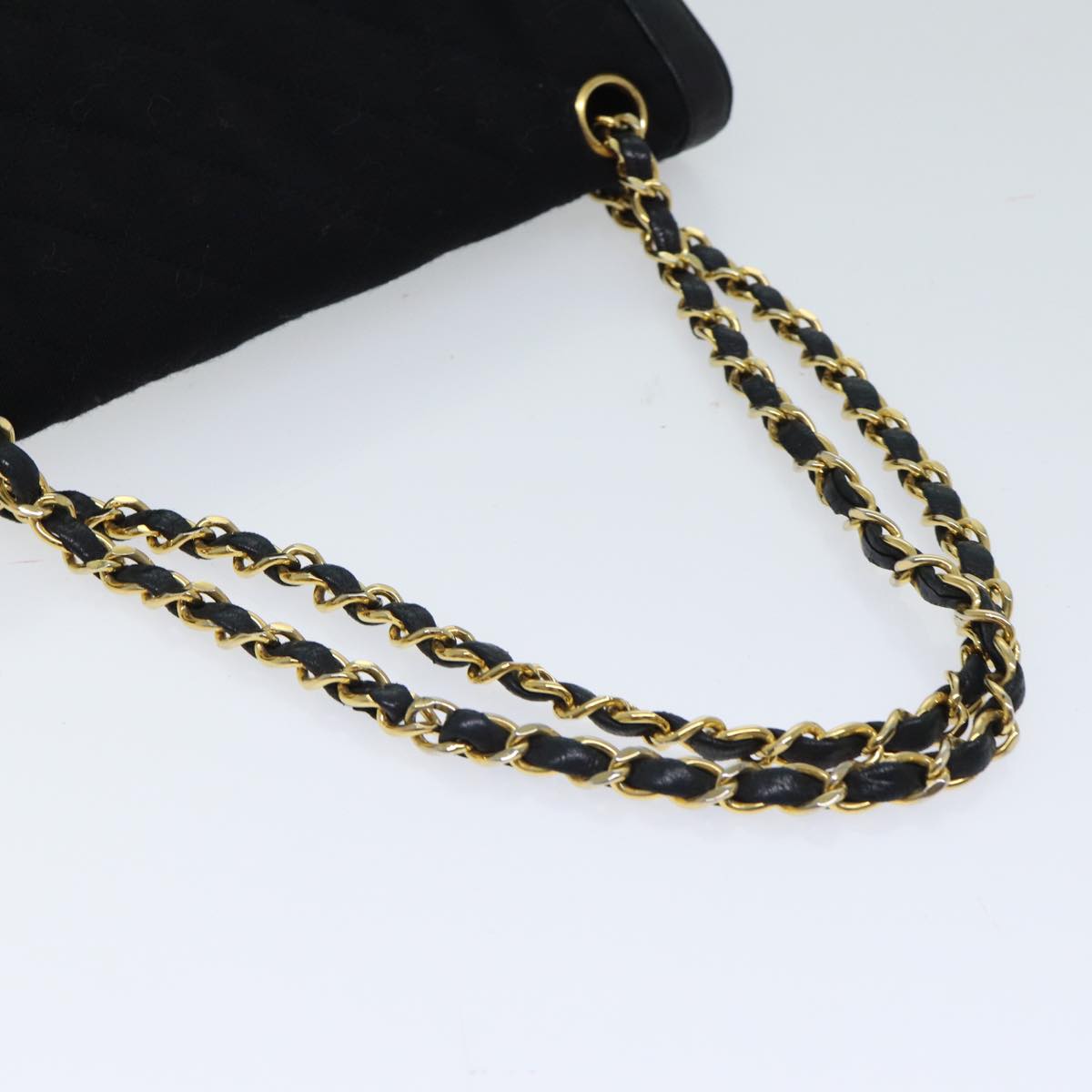 CHANEL Matelasse Chain Shoulder Bag Cotton Paris limited Black CC Auth bs13508