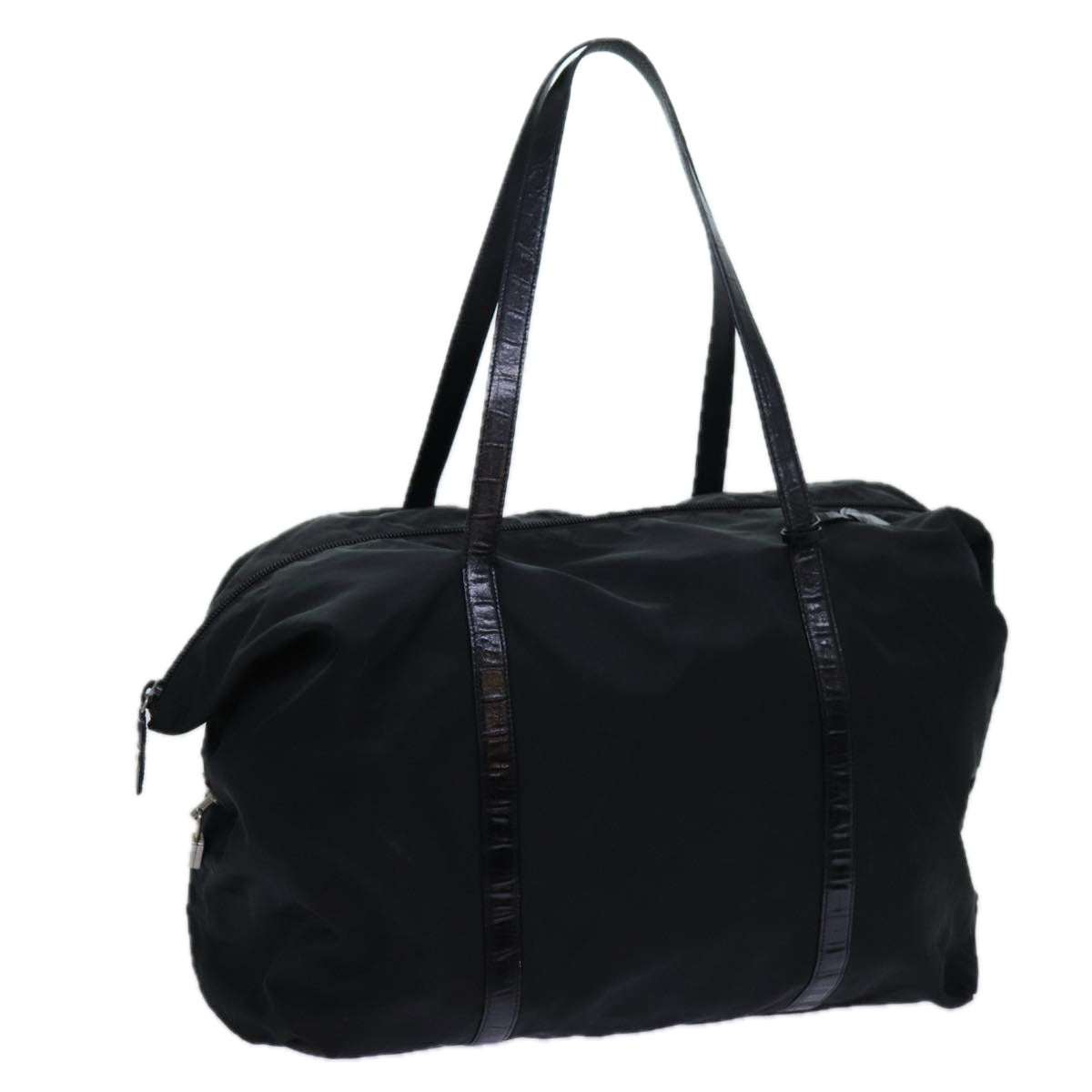 PRADA Boston Bag Nylon Black Auth bs13518