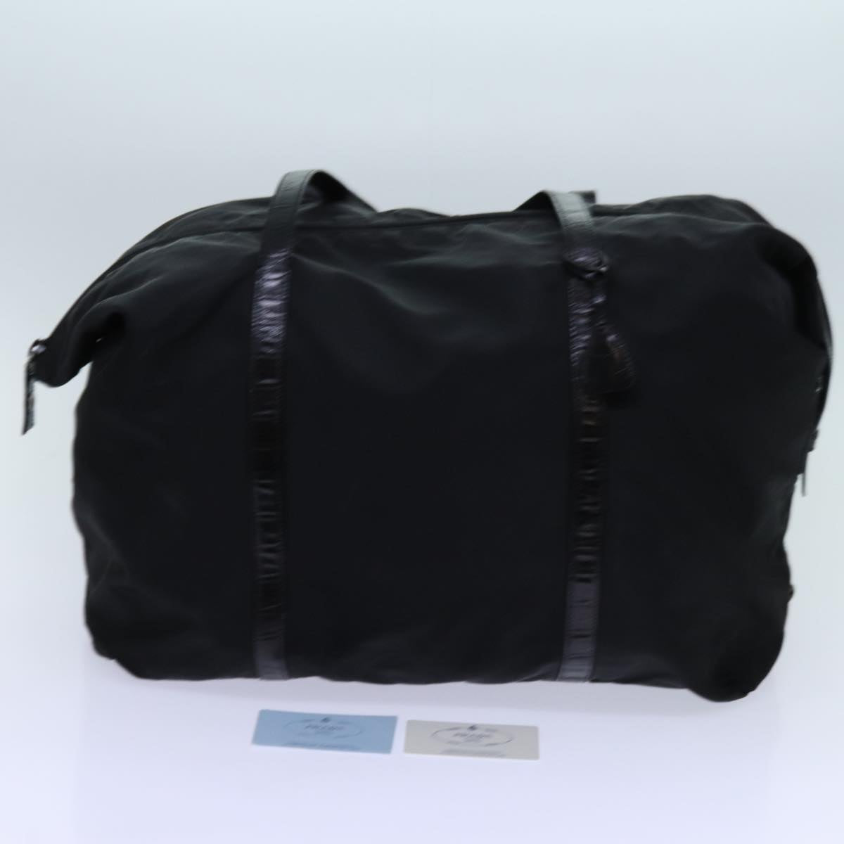 PRADA Boston Bag Nylon Black Auth bs13518