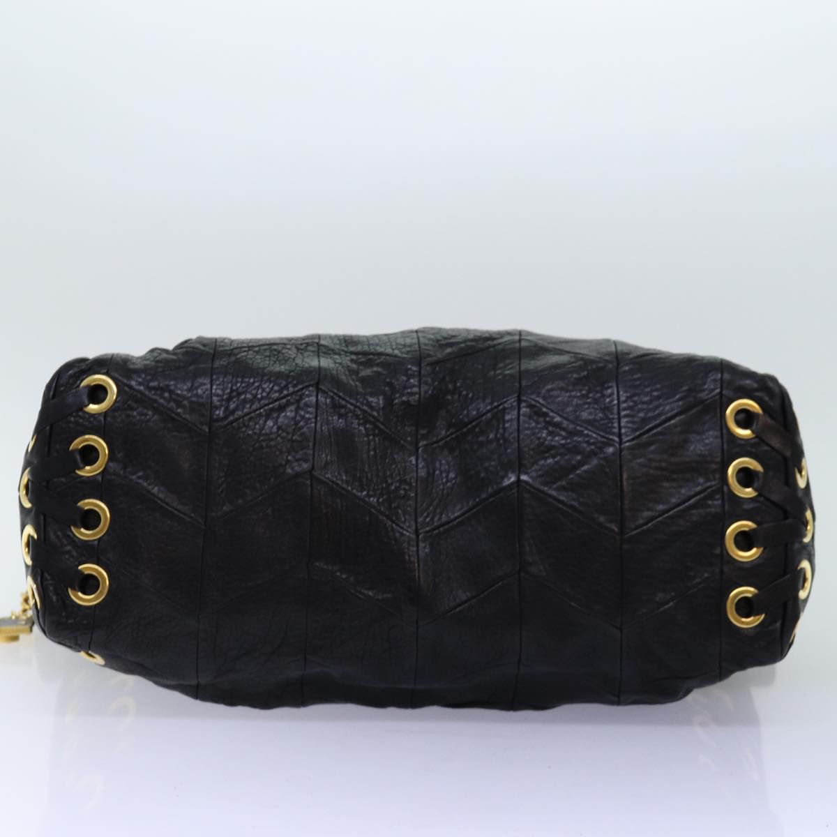 Miu Miu Hand Bag Leather Black Auth bs13519