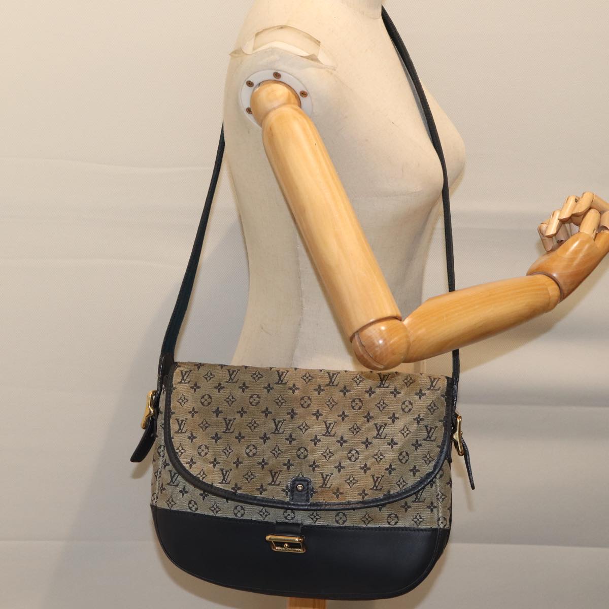 LOUIS VUITTON Monogram Mini Belanger Shoulder Bag Blue M92670 LV Auth bs13523