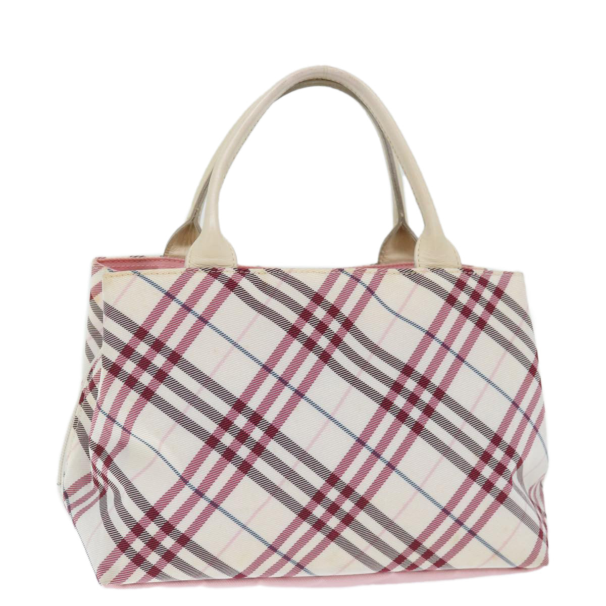 BURBERRY Nova Check Blue Label Hand Bag Nylon Pink Auth bs13557