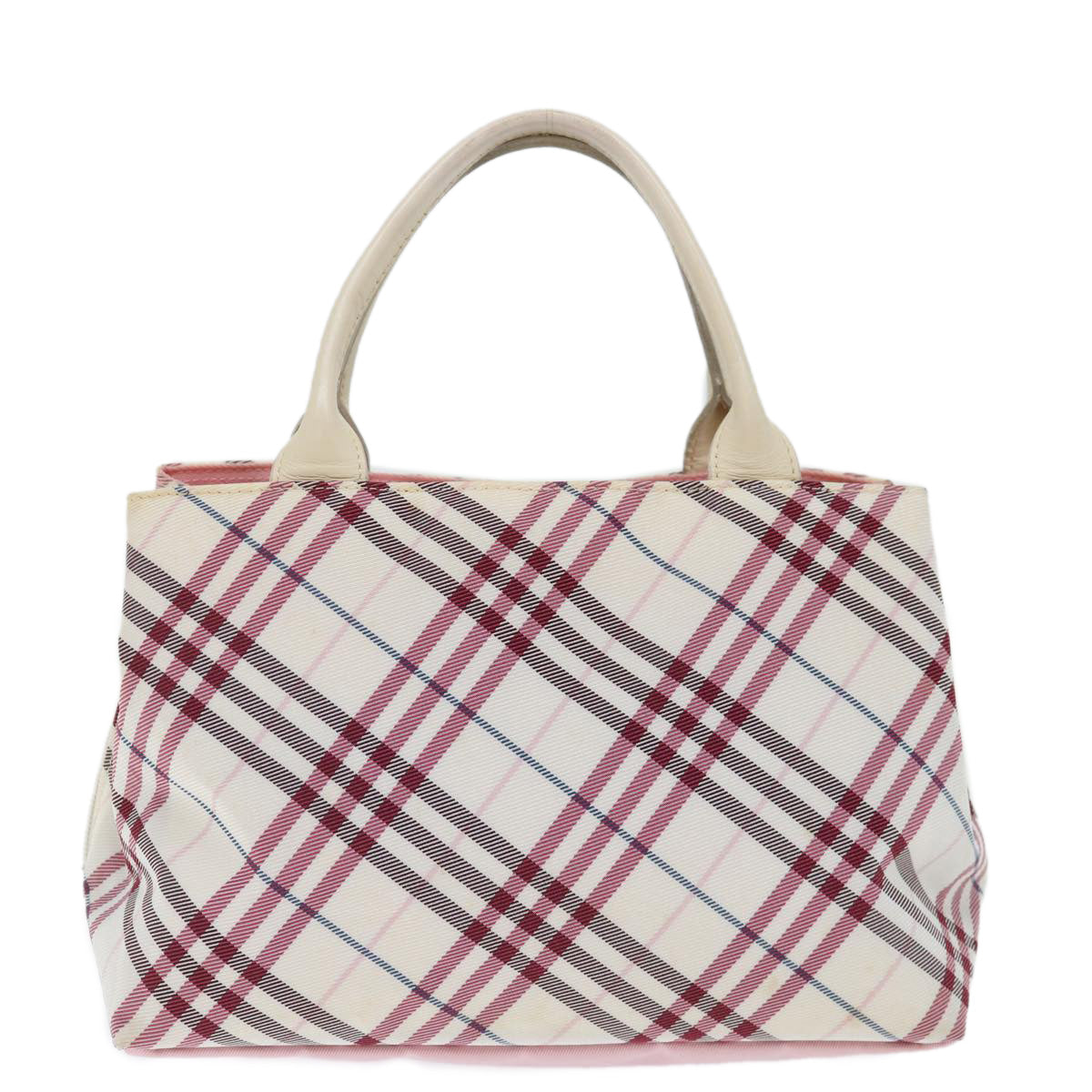 BURBERRY Nova Check Blue Label Hand Bag Nylon Pink Auth bs13557