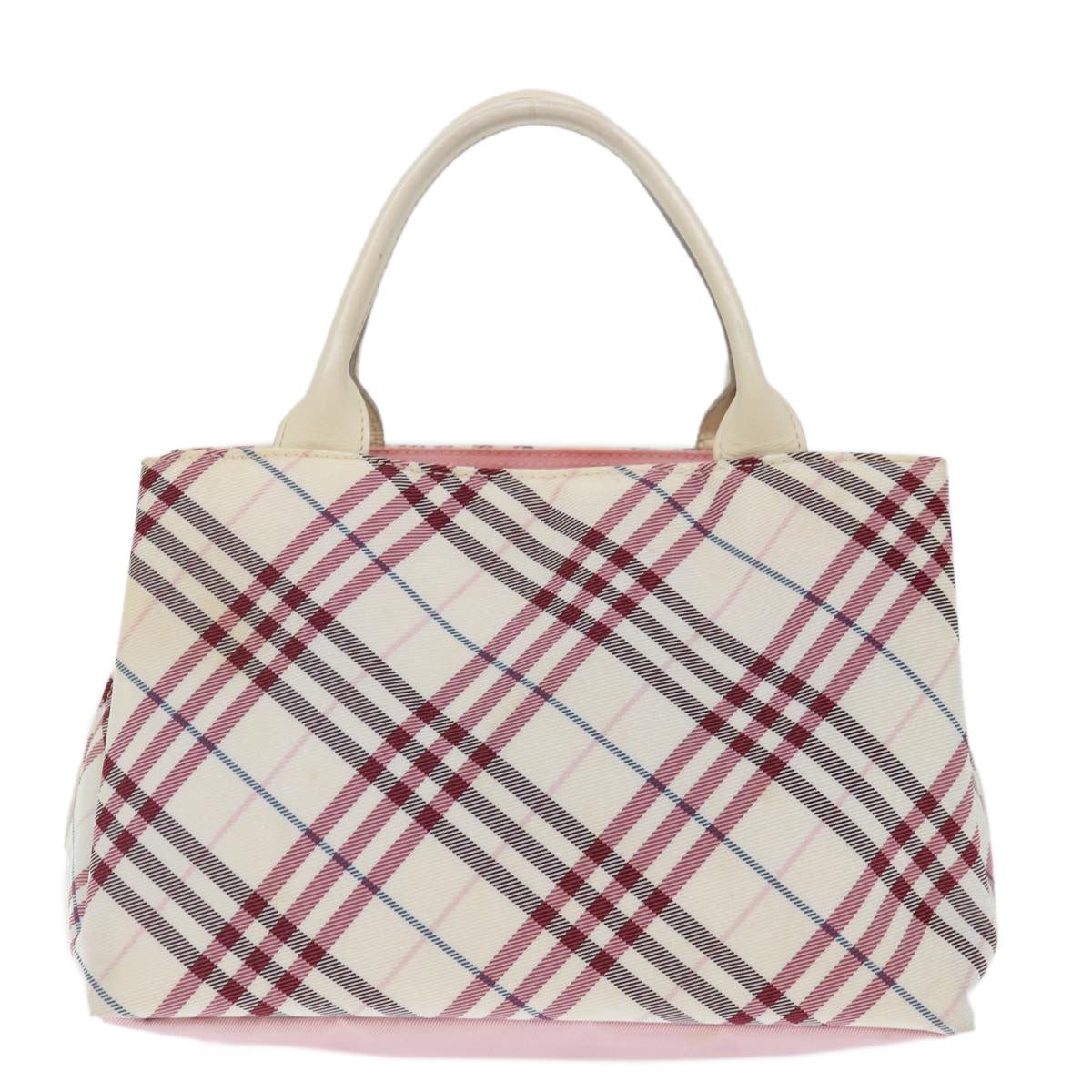 BURBERRY Nova Check Blue Label Hand Bag Nylon Pink Auth bs13557