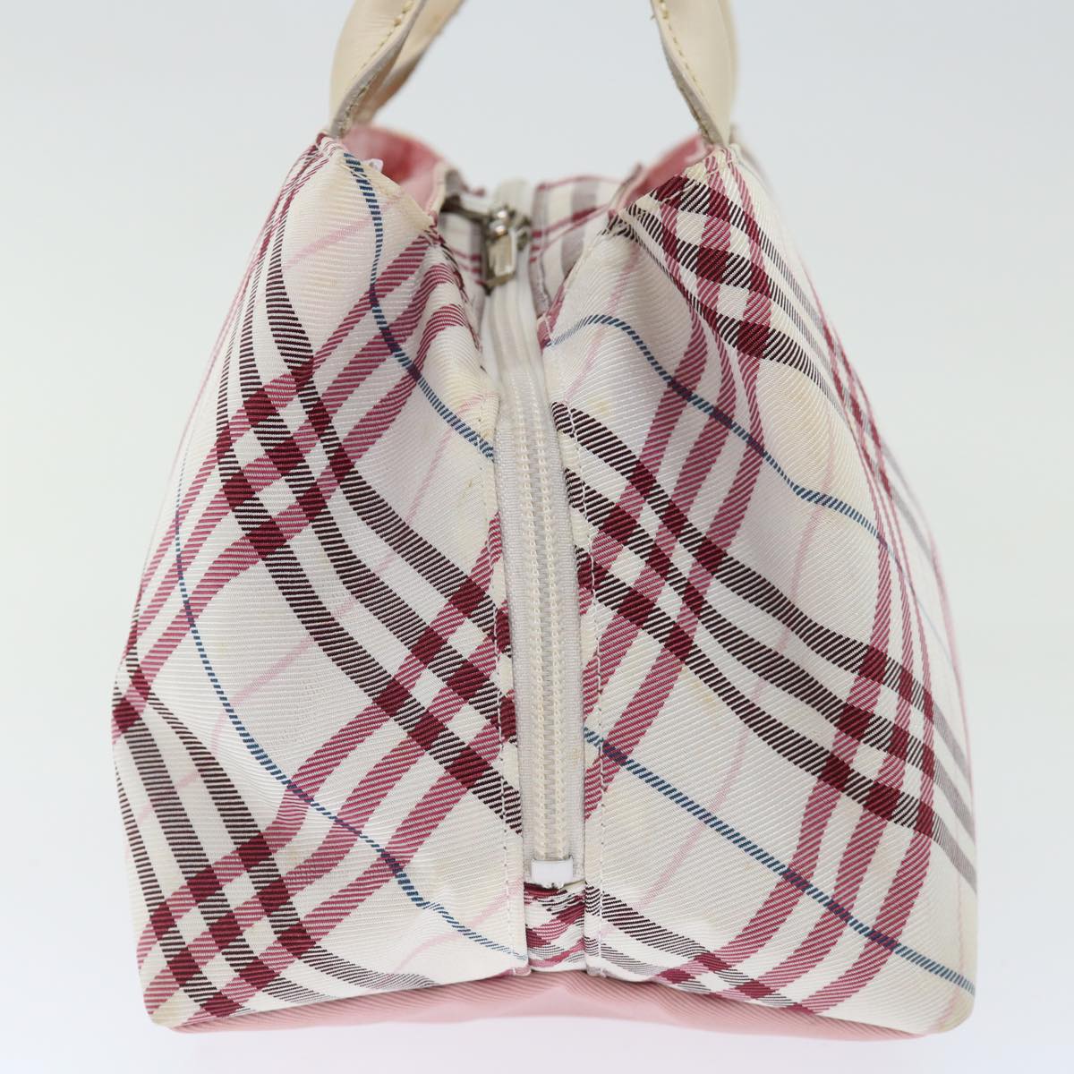 BURBERRY Nova Check Blue Label Hand Bag Nylon Pink Auth bs13557