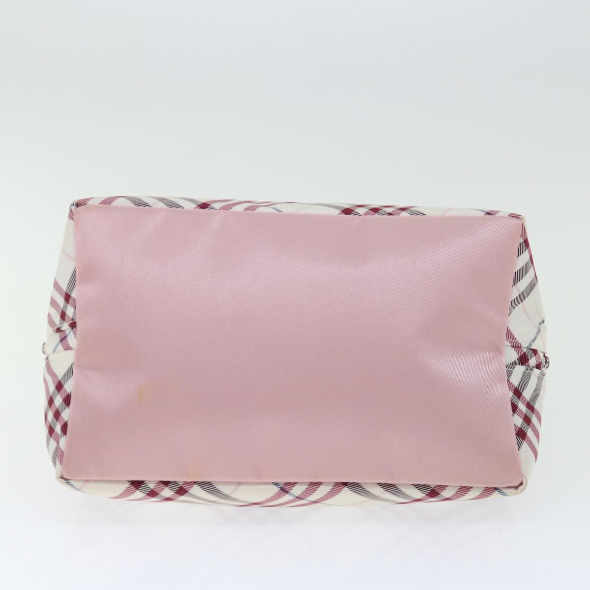 BURBERRY Nova Check Blue Label Hand Bag Nylon Pink Auth bs13557