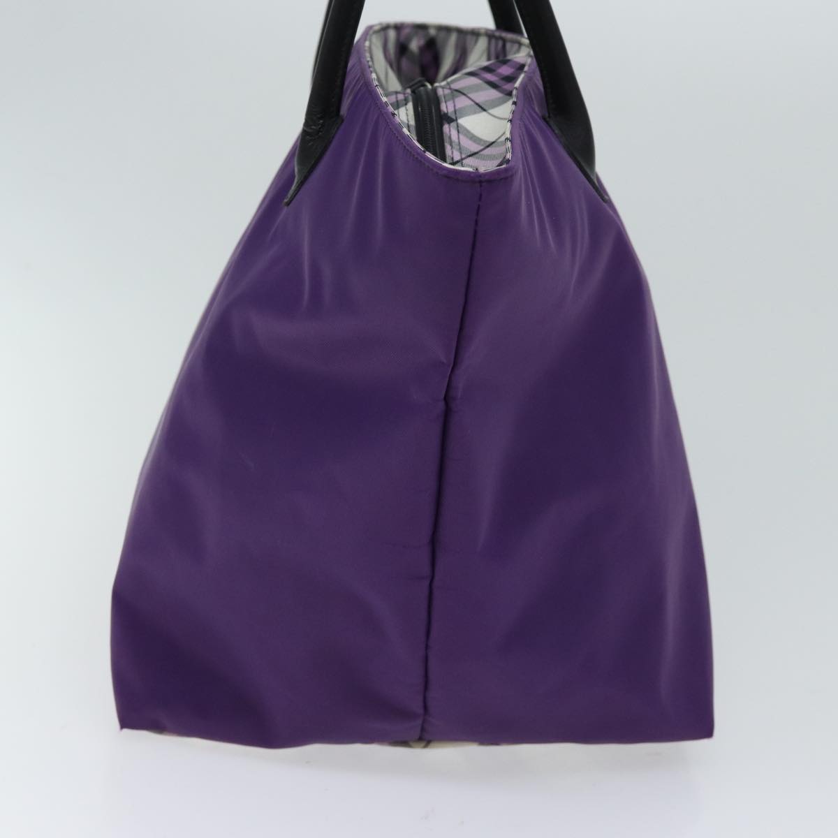 Burberrys Nova Check Blue Label Tote Bag Nylon Purple Auth bs13575