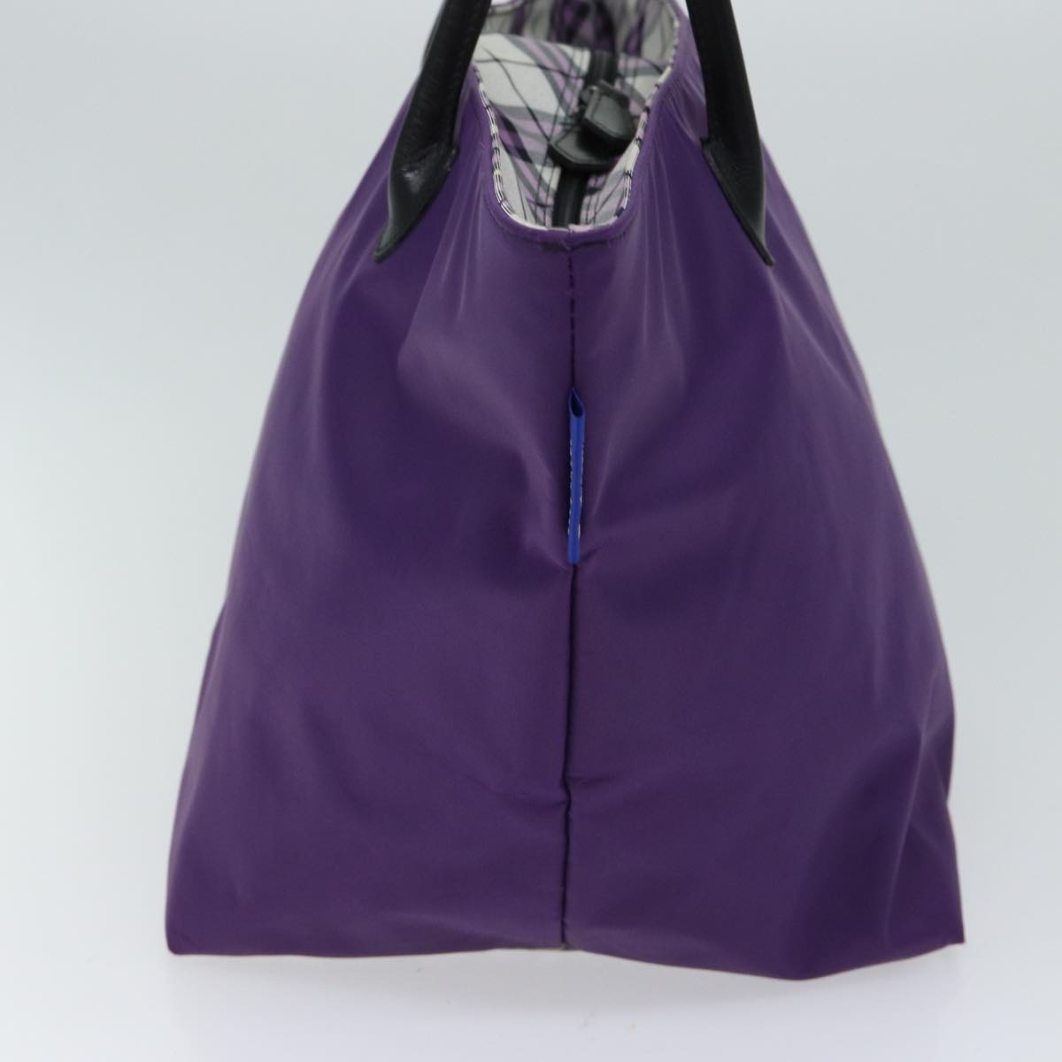 Burberrys Nova Check Blue Label Tote Bag Nylon Purple Auth bs13575