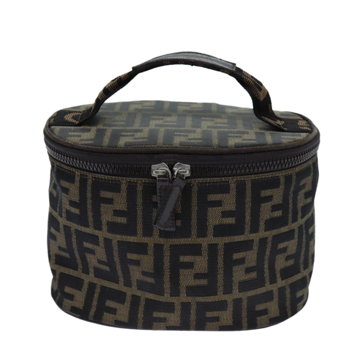 FENDI Zucca Canvas Vanity Cosmetic Pouch Brown Auth bs13594