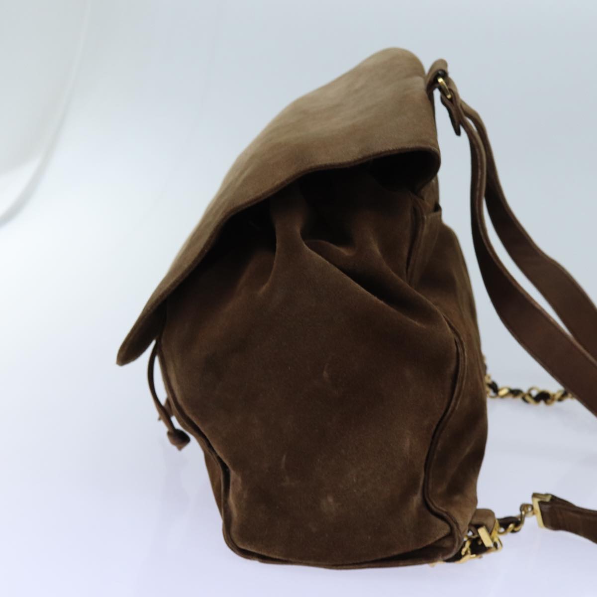 CHANEL COCO Mark Backpack Suede Brown CC Auth bs13597