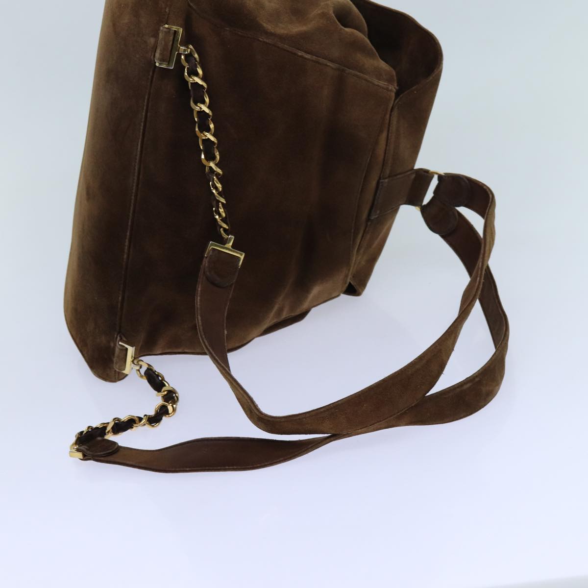 CHANEL COCO Mark Backpack Suede Brown CC Auth bs13597