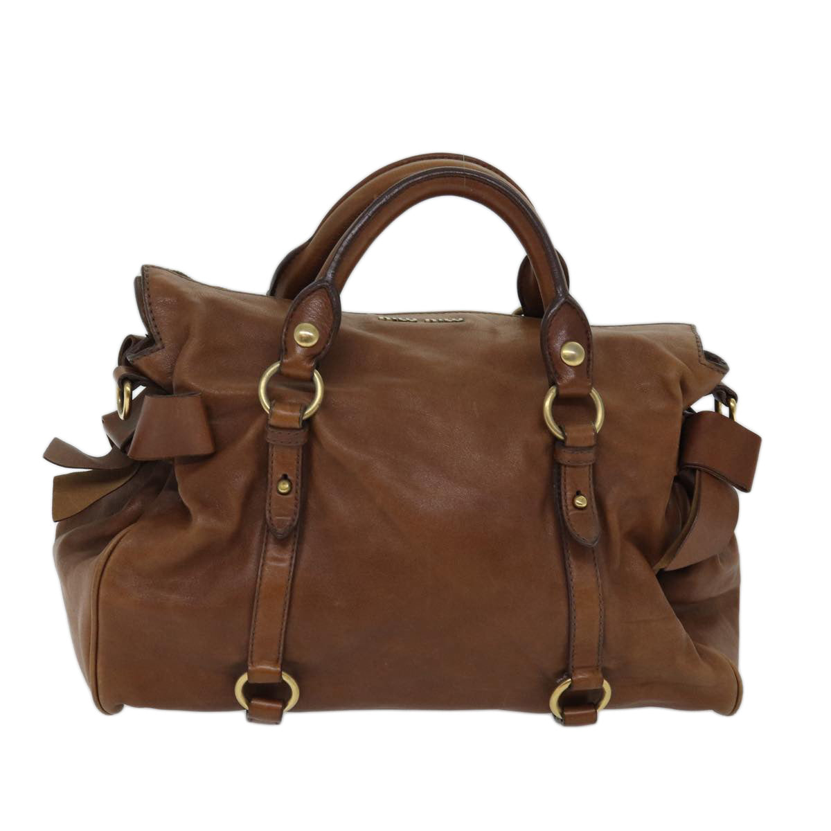Miu Miu Hand Bag Leather 2way Brown Auth bs13600 - 0