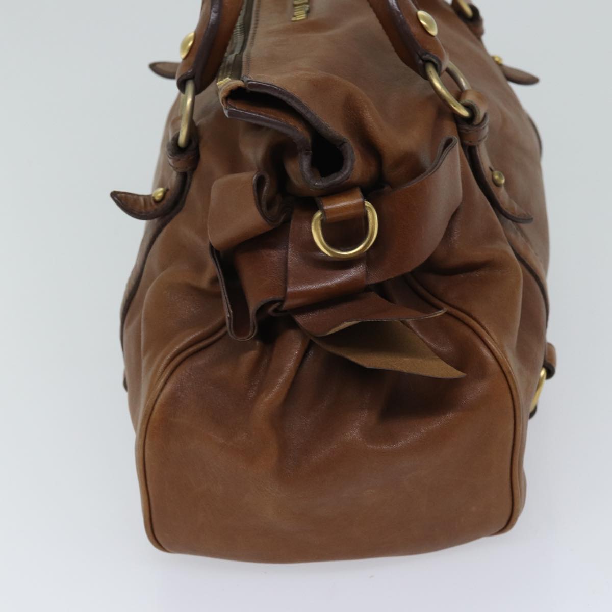 Miu Miu Hand Bag Leather 2way Brown Auth bs13600