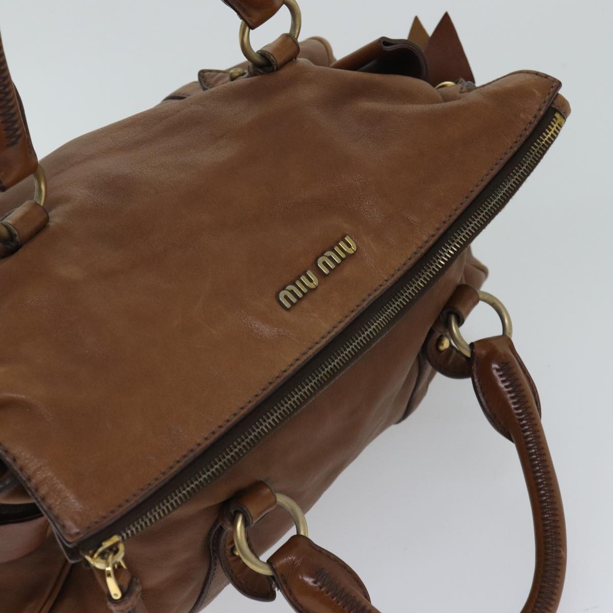 Miu Miu Hand Bag Leather 2way Brown Auth bs13600