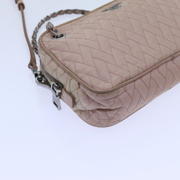 PRADA Quilted Hand Bag Nylon 2way Pink Auth bs13603