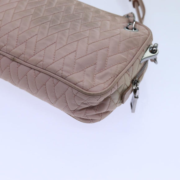 PRADA Quilted Hand Bag Nylon 2way Pink Auth bs13603