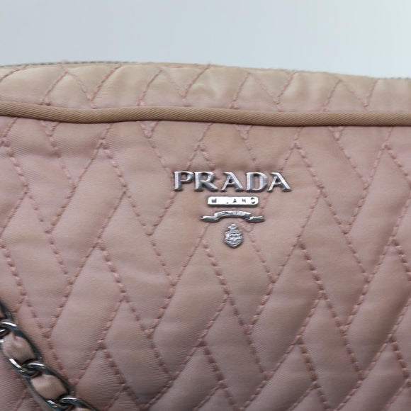 PRADA Quilted Hand Bag Nylon 2way Pink Auth bs13603