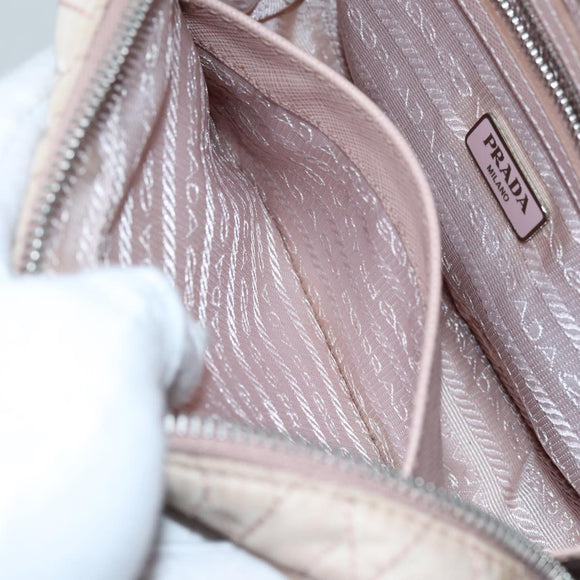 PRADA Quilted Hand Bag Nylon 2way Pink Auth bs13603