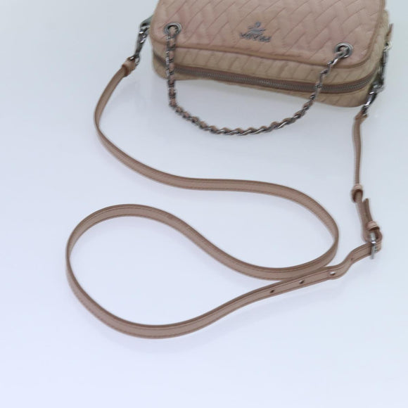 PRADA Quilted Hand Bag Nylon 2way Pink Auth bs13603