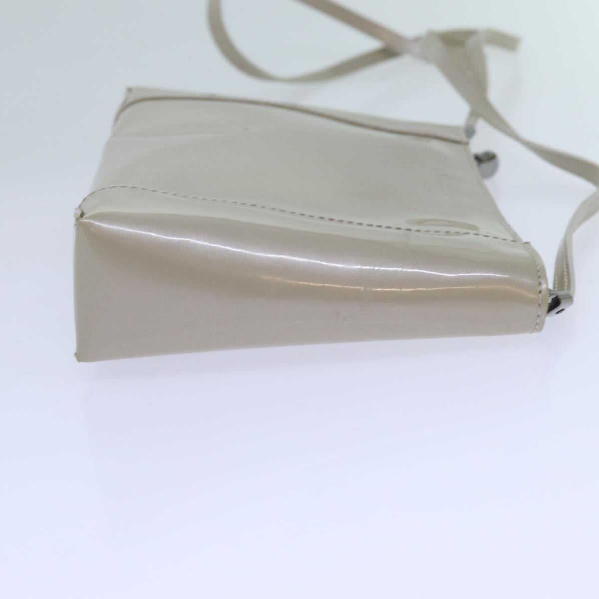 Christian Dior Shoulder Bag Enamel White Auth bs13604