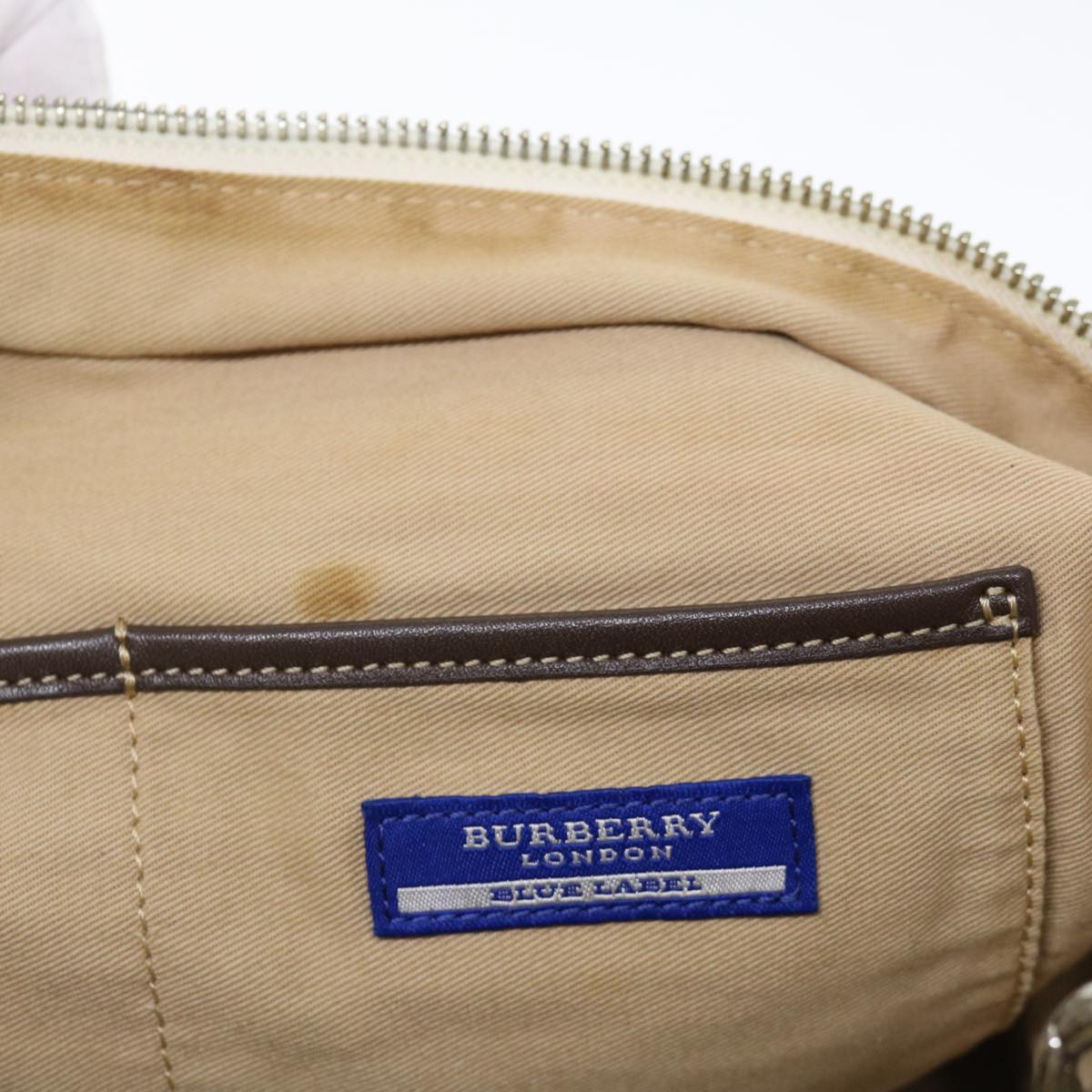 BURBERRY Blue Label Hand Bag Canvas Beige Auth bs13611