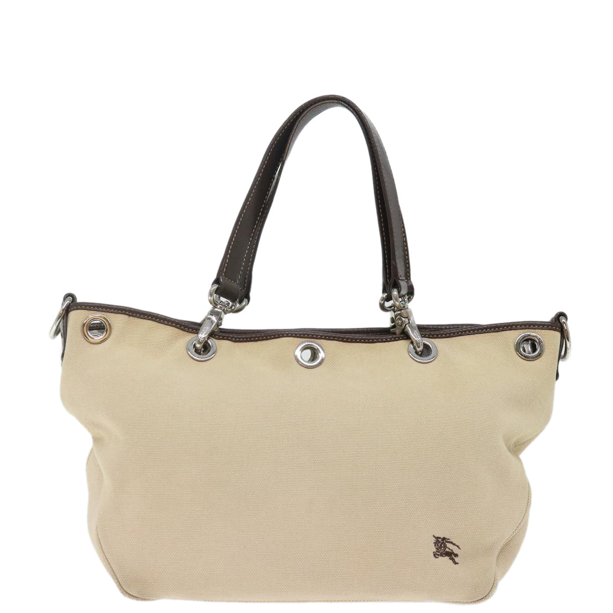 BURBERRY Blue Label Hand Bag Canvas Beige Auth bs13611