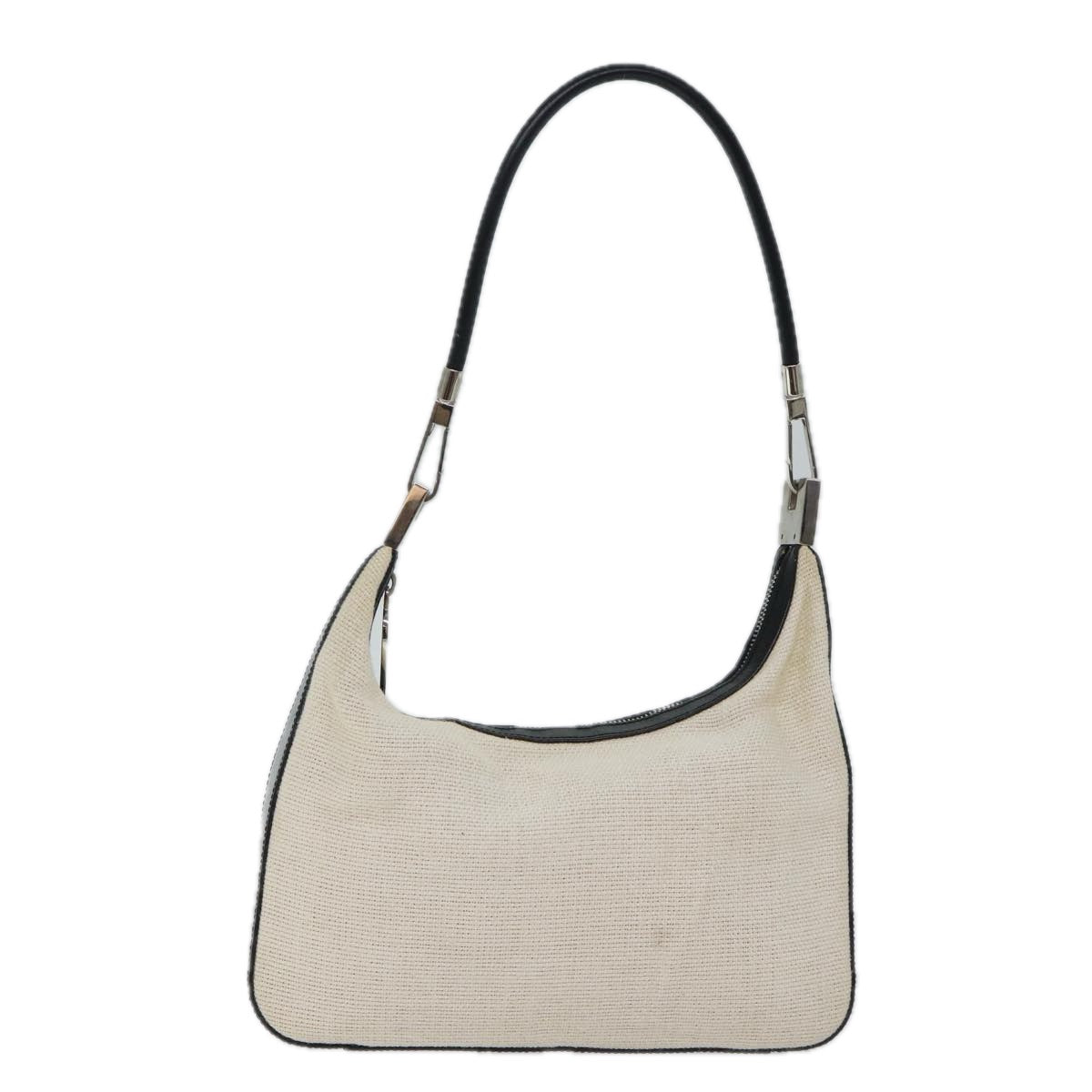 GUCCI Shoulder Bag cotton Beige Black Auth bs13618