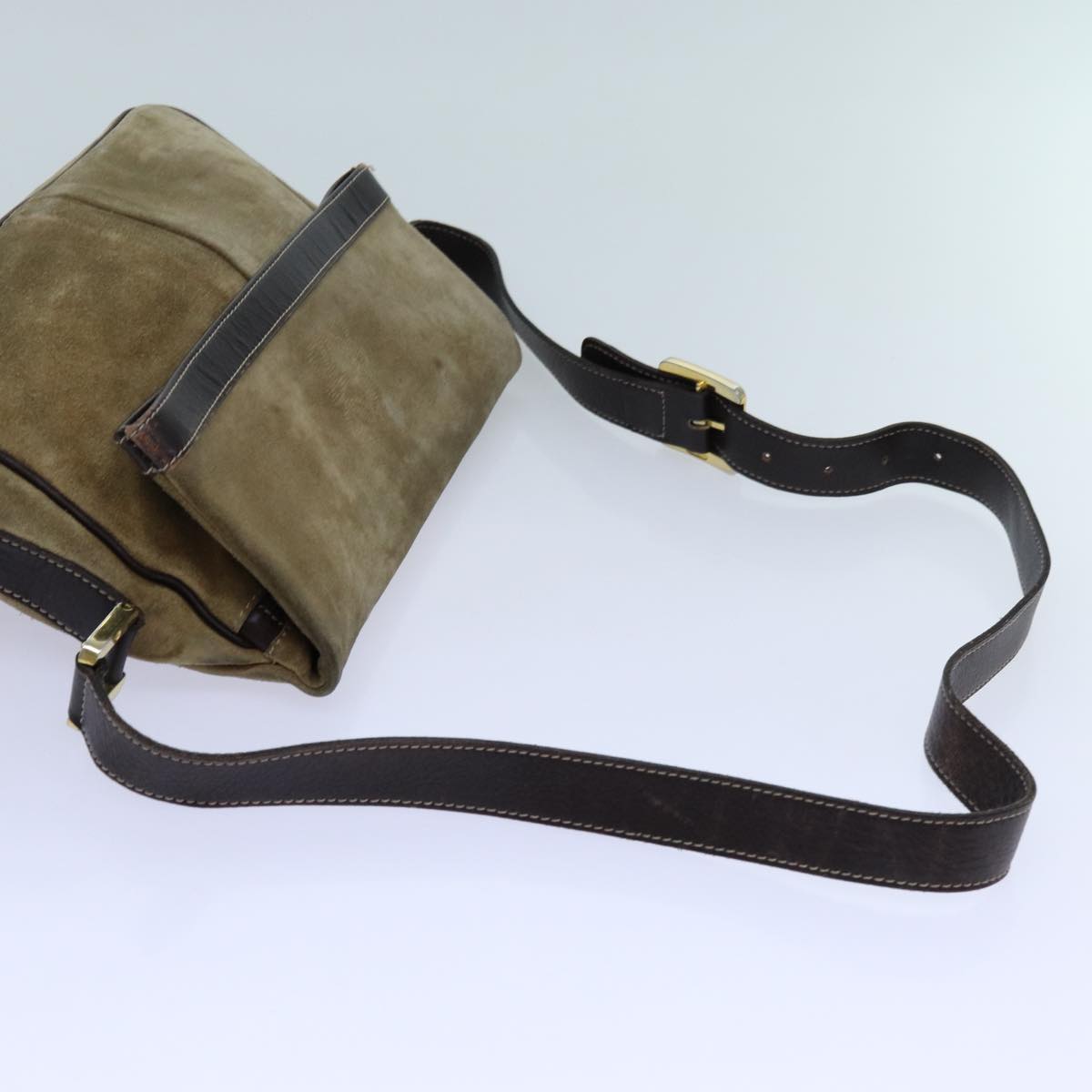LOEWE Shoulder Bag Suede Beige Auth bs13619