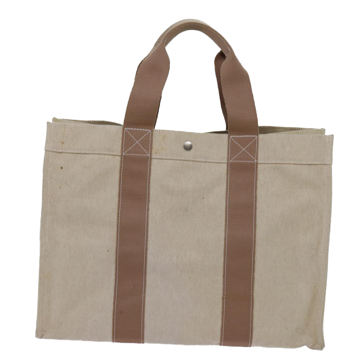 HERMES Bora Bora GM Tote Bag Canvas Beige Auth bs13621