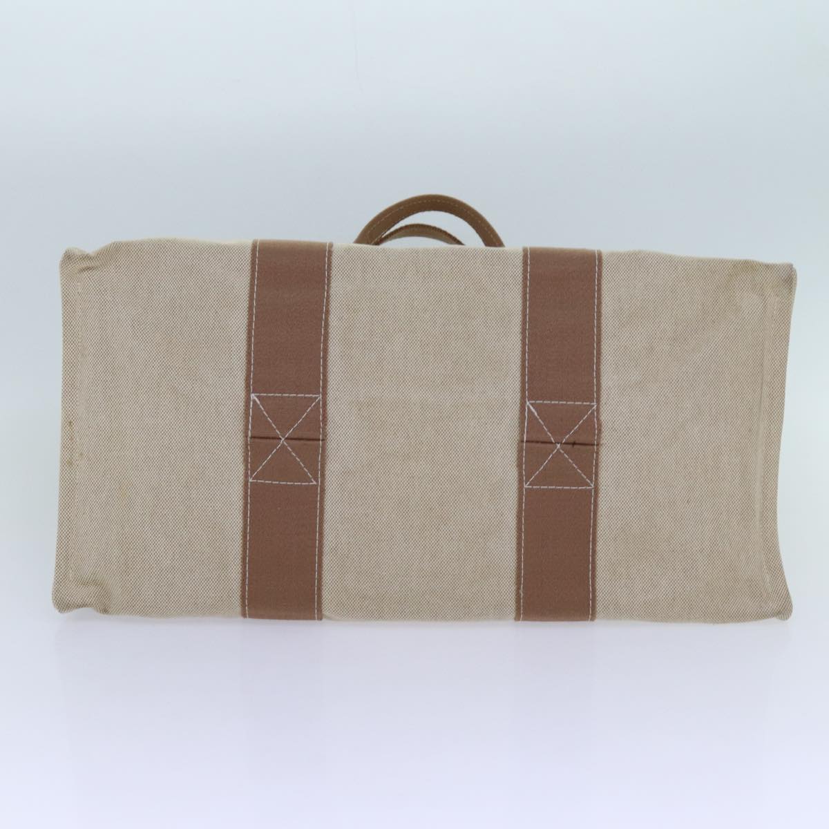 HERMES Bora Bora GM Tote Bag Canvas Beige Auth bs13621