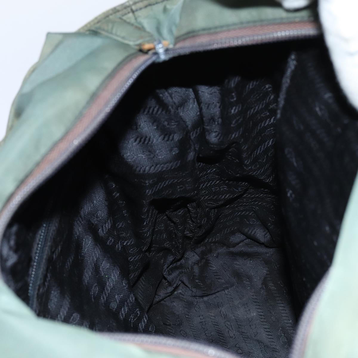 PRADA Shoulder Bag Nylon Khaki Auth bs13637