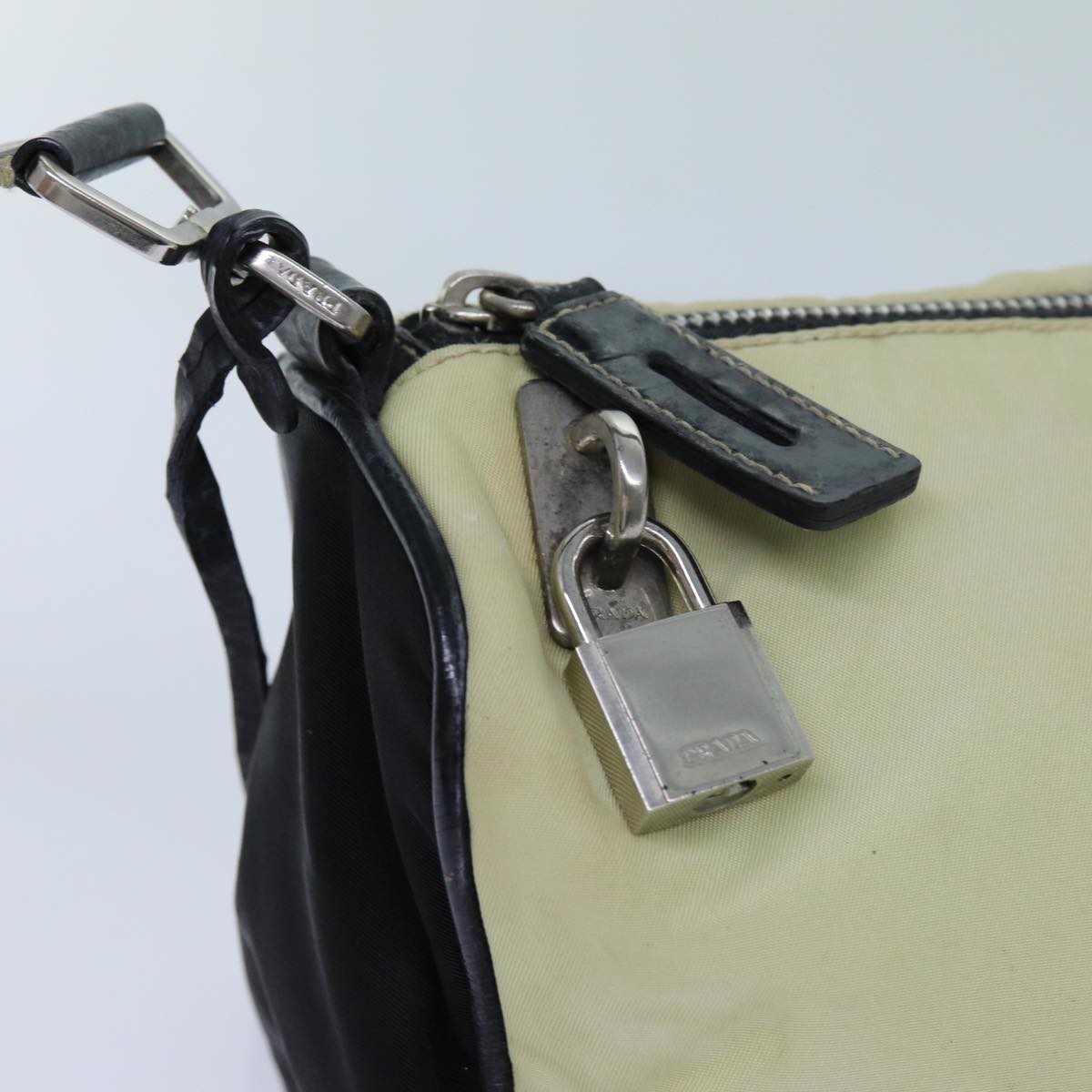 PRADA Shoulder Bag Nylon Beige Auth bs13644