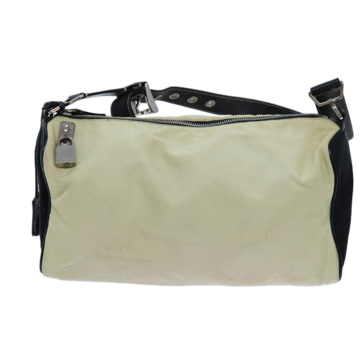 PRADA Shoulder Bag Nylon Beige Auth bs13644