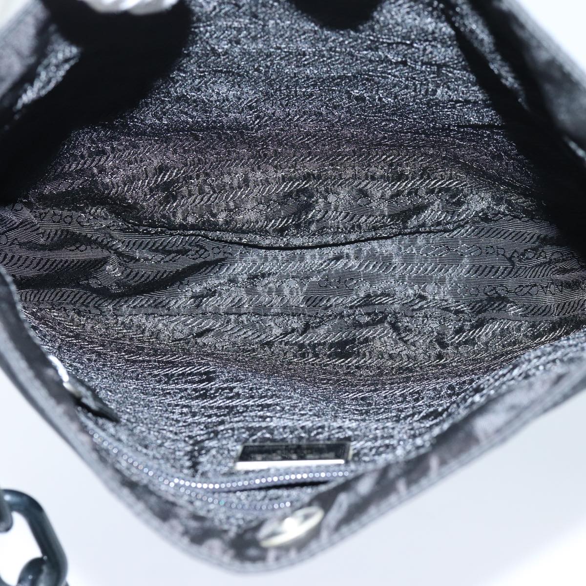 PRADA Chain Shoulder Bag Nylon Black Auth bs13646