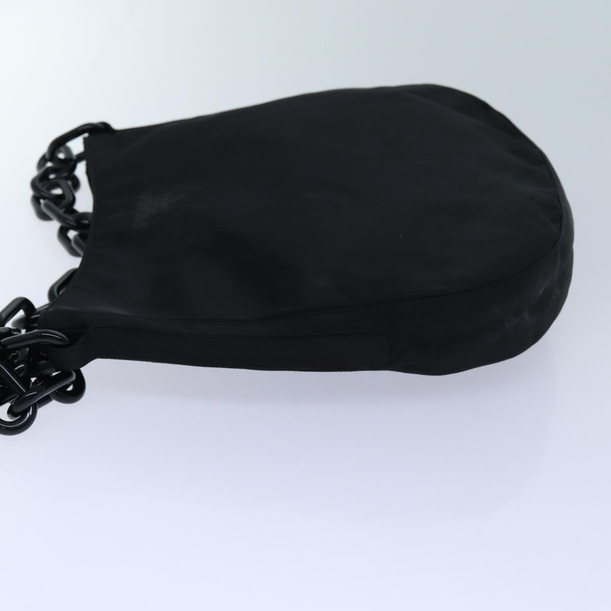 PRADA Chain Shoulder Bag Nylon Black Auth bs13646