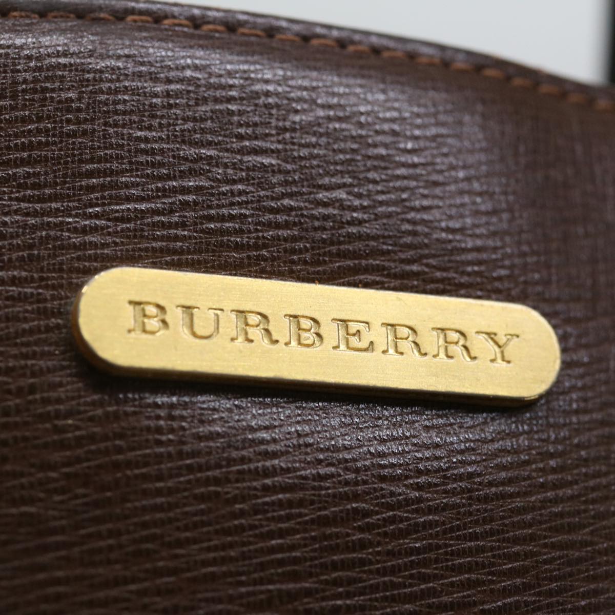 BURBERRY Hand Bag Leather Brown Auth bs13652