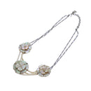CHANEL Camelia Shell Necklace Silver CC Auth bs13657-1