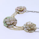 CHANEL Camelia Shell Necklace Silver CC Auth bs13657-6