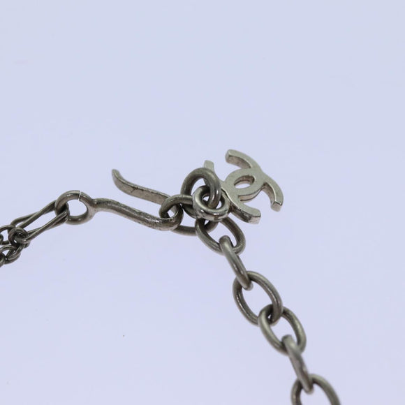 CHANEL Camelia Shell Necklace Silver CC Auth bs13657