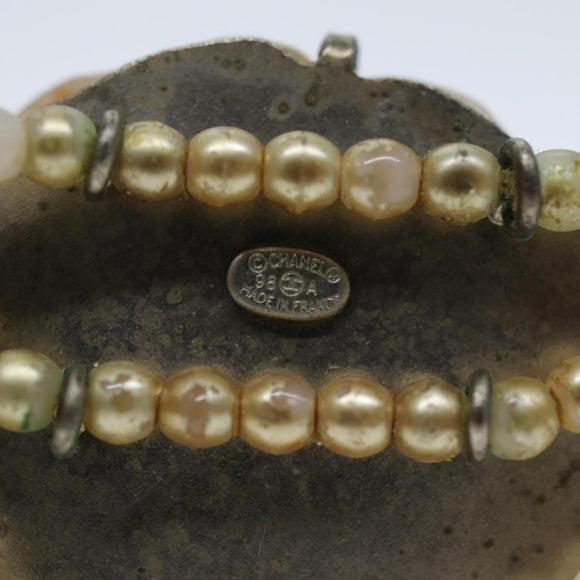 CHANEL Camelia Shell Necklace Silver CC Auth bs13657