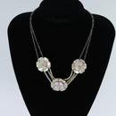 CHANEL Camelia Shell Necklace Silver CC Auth bs13657-9