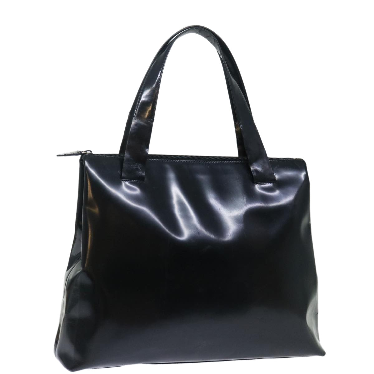 PRADA Tote Bag Enamel Black Auth bs13660