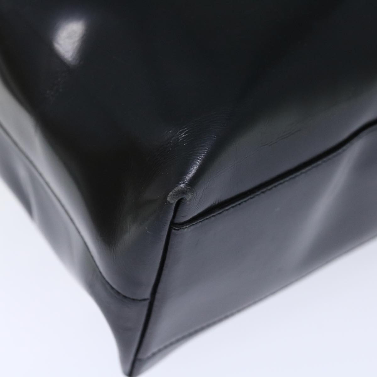 PRADA Tote Bag Enamel Black Auth bs13660