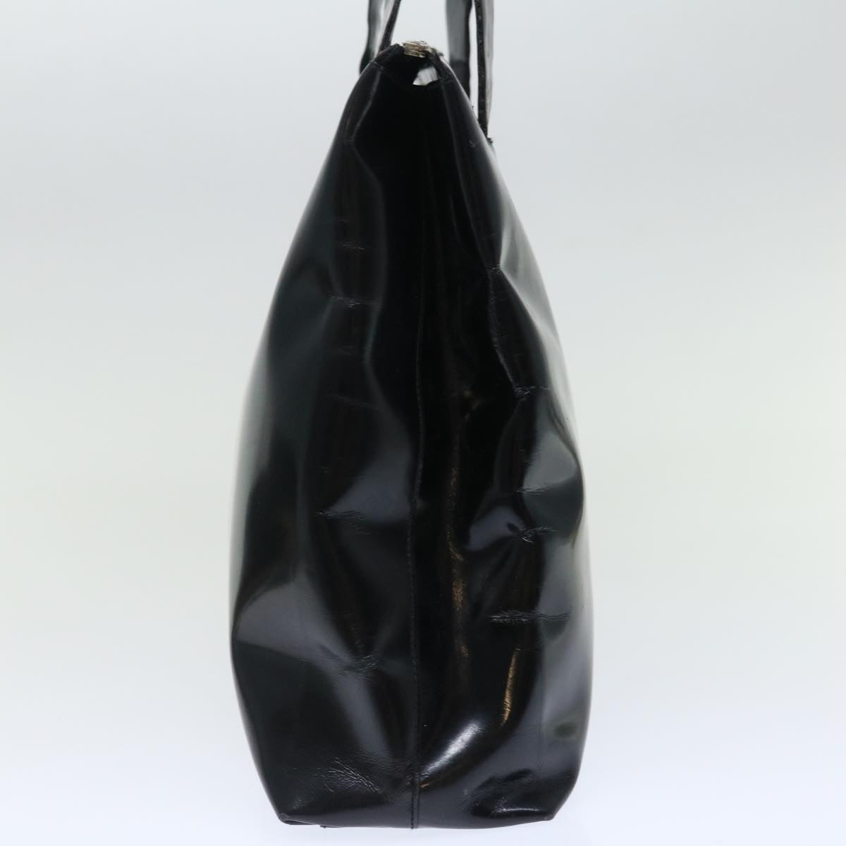 PRADA Tote Bag Enamel Black Auth bs13660