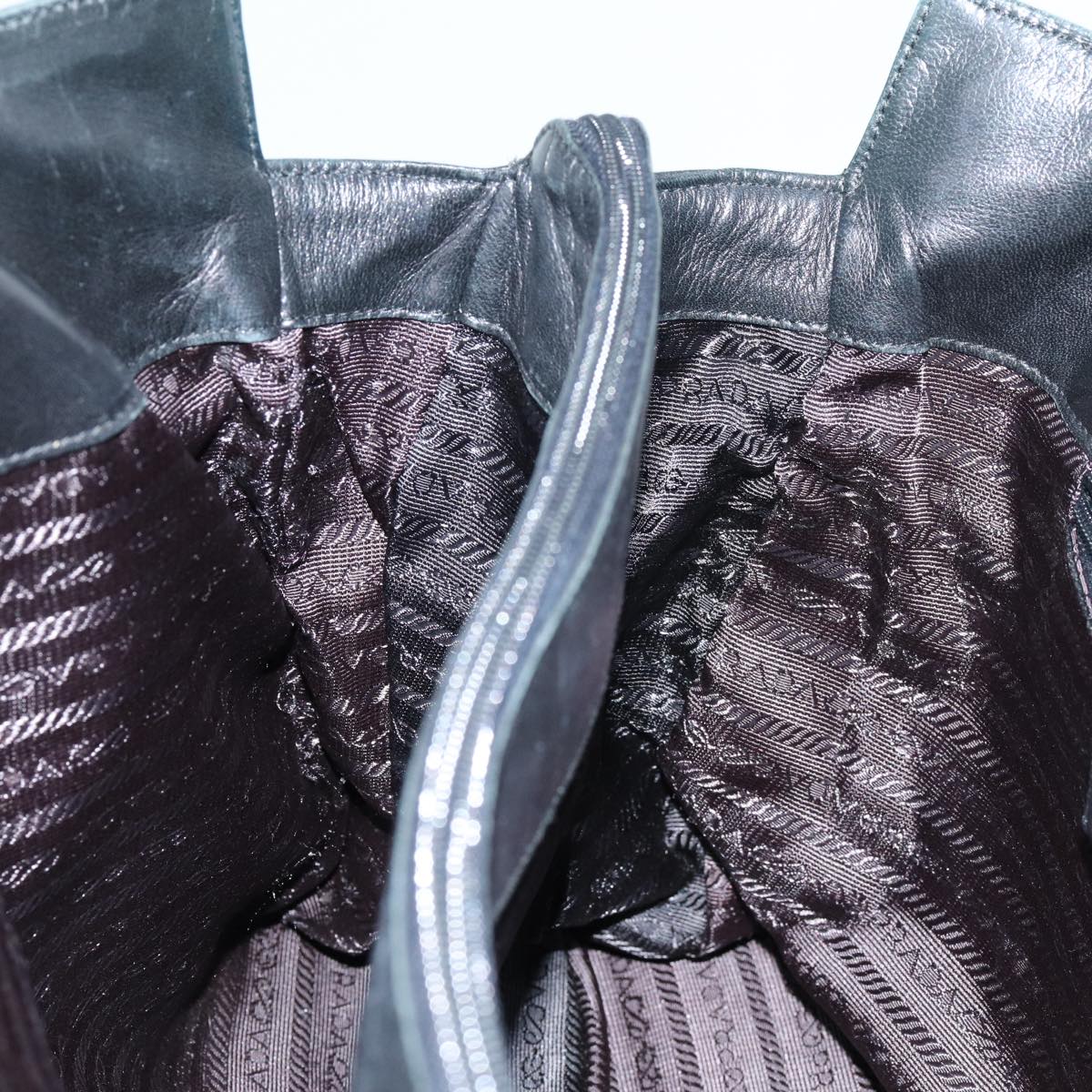 PRADA Tote Bag Leather Black Auth bs13666